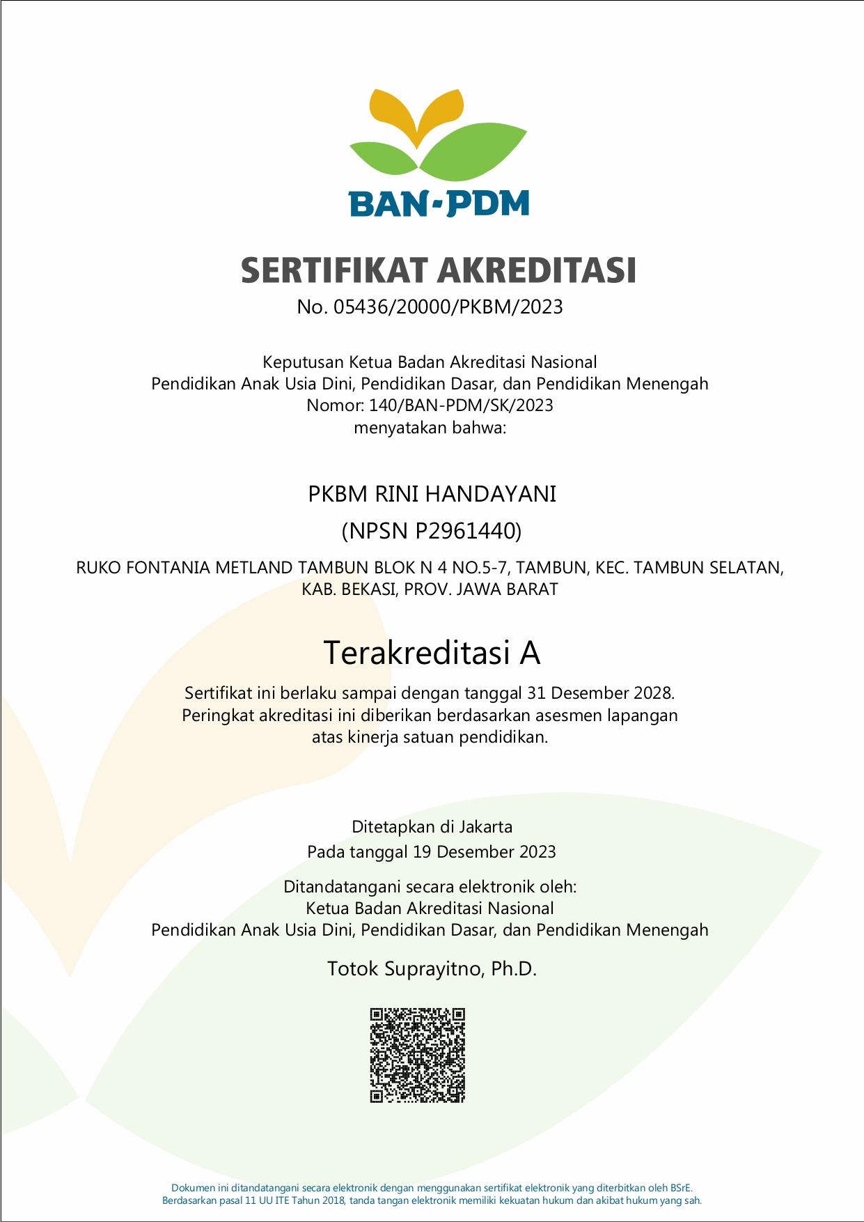 Sertifikat Akreditasi